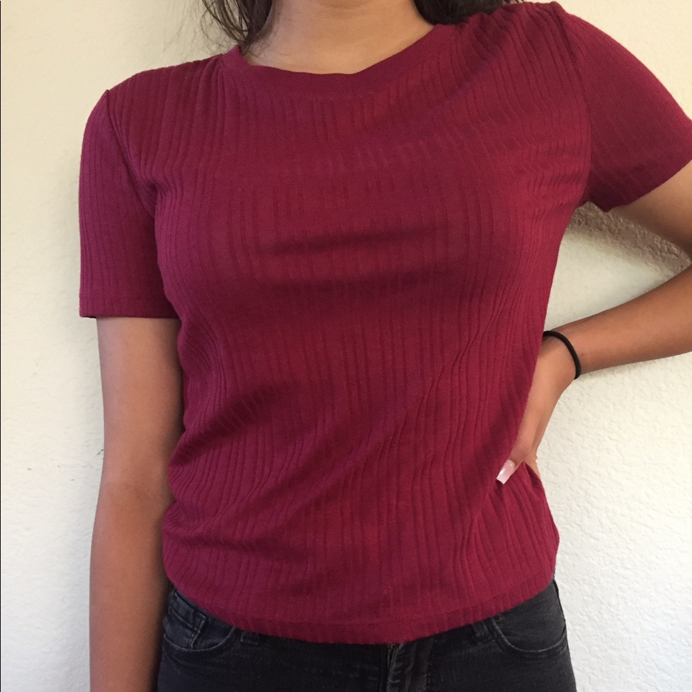 Red knit top
